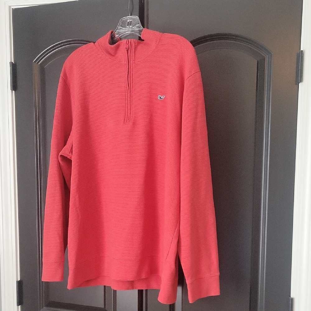 Vineyard Vines Men's Coral Zip-Up Sweater
